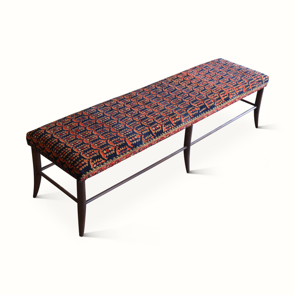 Croft Bench Upholstered in a Persian Carpet. Pair Available, Each Sold Individually.