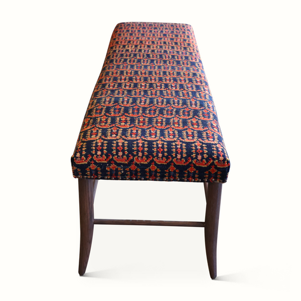 Croft Bench Upholstered in a Persian Carpet. Pair Available, Each Sold Individually.
