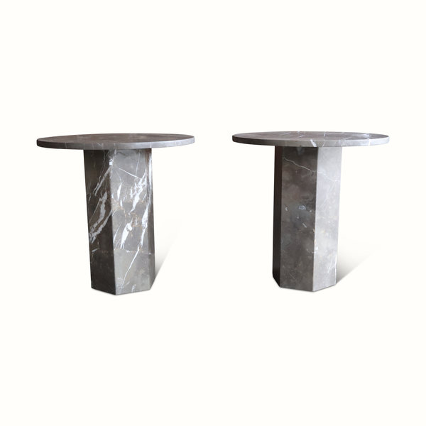 Marble Pedestal Table on Hexagonal Base