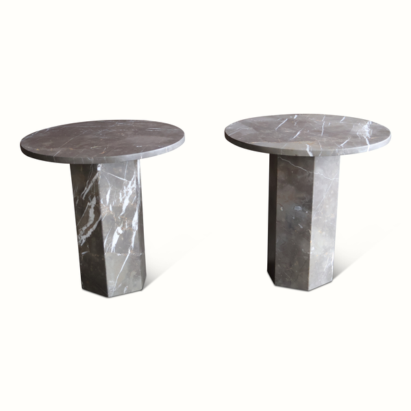 Marble Pedestal Table on Hexagonal Base