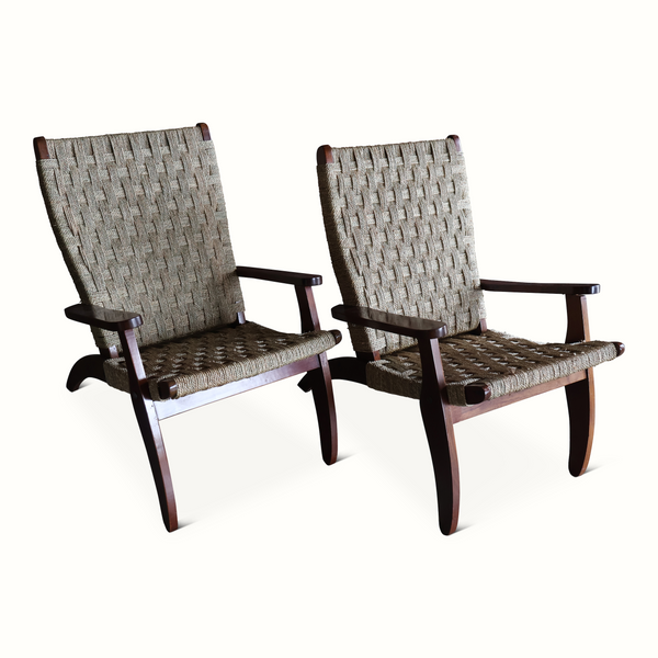 Pair of Mahogany & Seagrass Armchairs
