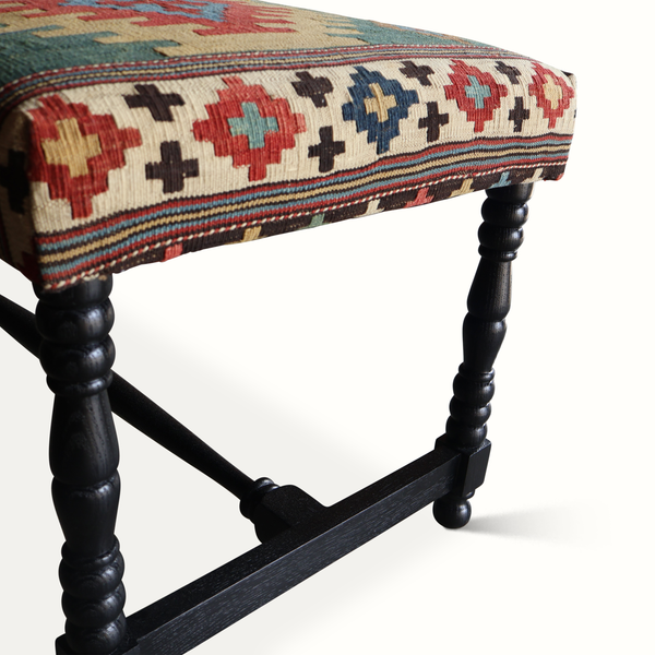 Mamounia Bench in a Vintage 20th-Century Turkish Kilim