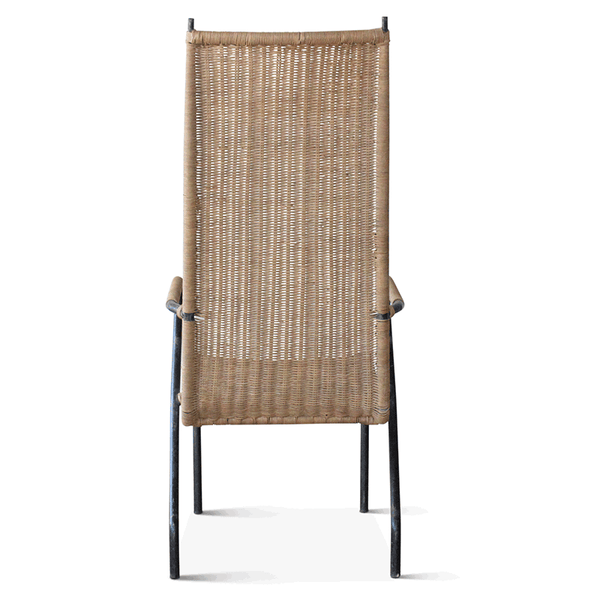 Vintage Wicker and Metal Armchair, France, 1950s