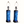 Pair of blue Persian pottery table lamps with white shades and brass pull-chain tops