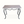 Marble-top wrought iron table with scalloped apron and curved black legs