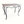 Marble-top wrought iron table with curved black legs and decorative scroll support