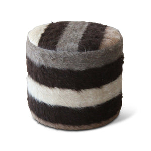 Vintage Striped Moroccan Mohair Pouf. One Available.