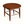 Solid wood side table, dark brown round top with tapered legs and X-shaped support