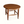 Round dark brown wood side table with tapered legs and cross-brace apron detail
