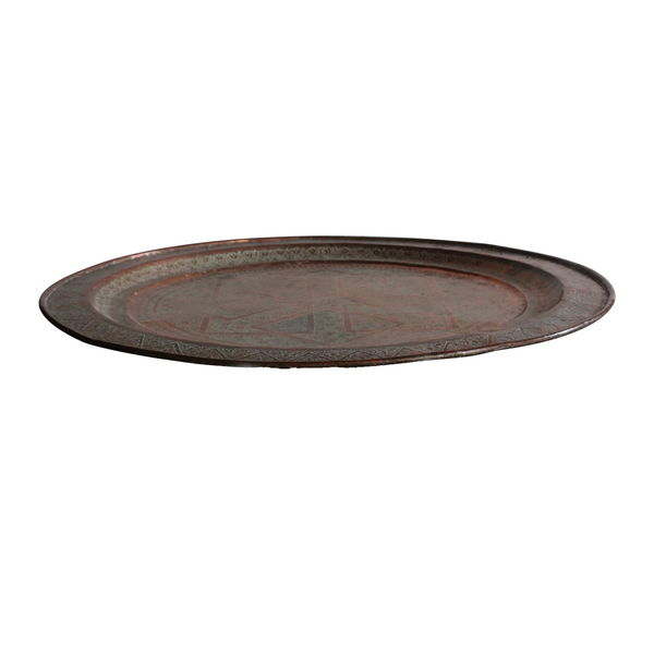 Vintage Moroccan Etched Copper Tray