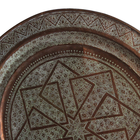 Vintage Moroccan Etched Copper Tray