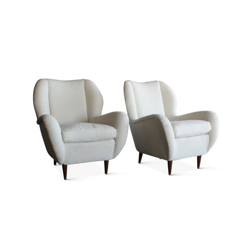 Pair of Armchairs in Boucle, Italy, 1950s