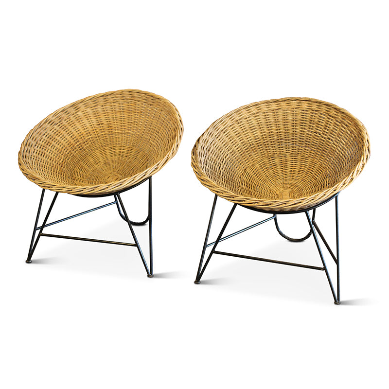 Vintage French Iron Basket Chairs