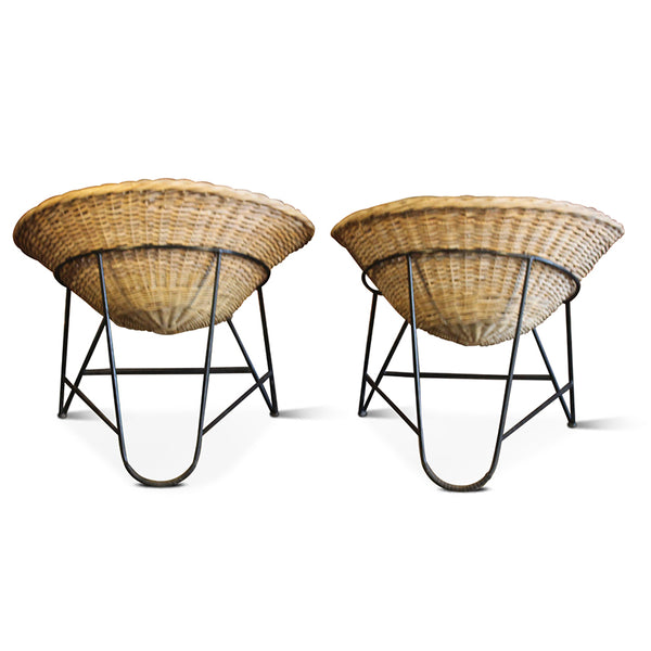 Vintage French Iron Basket Chairs
