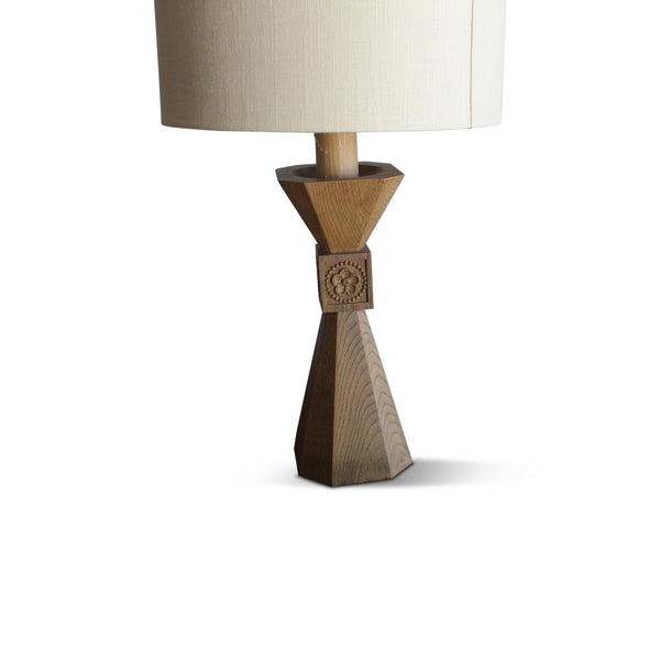 Vintage French Oak Table Lamp, 1940s