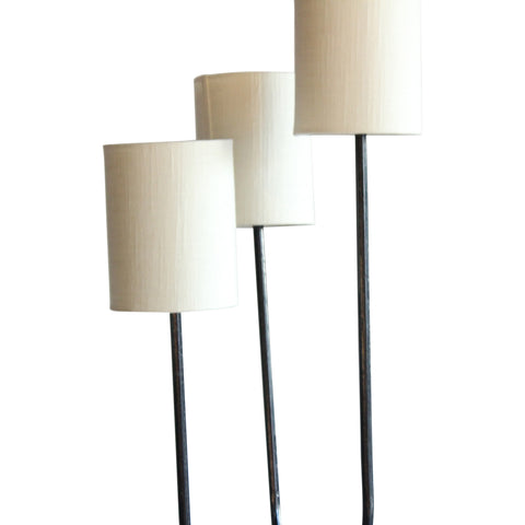 Iron Floor Lamp with Rattan Detail