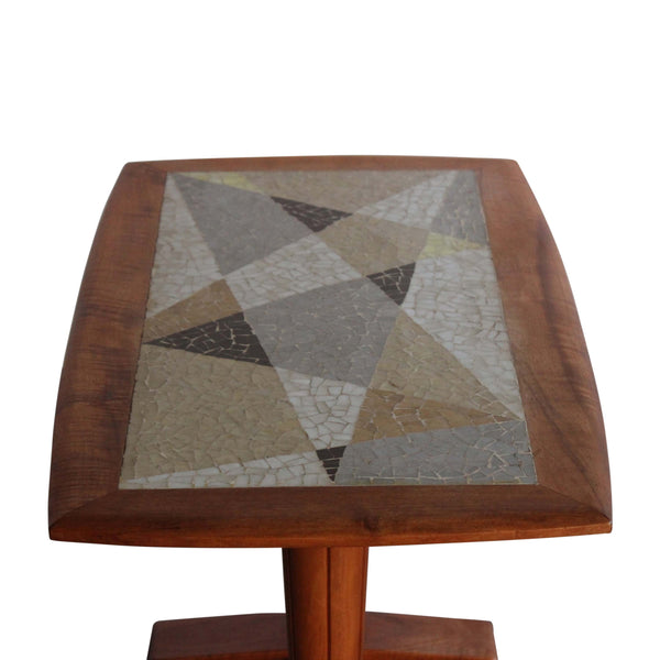 Mosaic Tile and Wood Side Table, France, 1950s