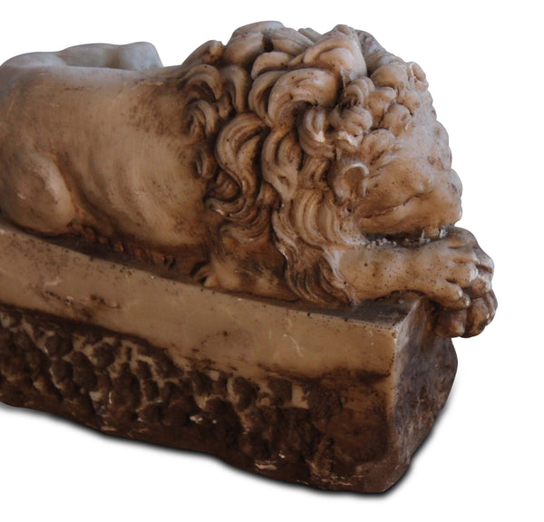 Vintage 19th Century Carved Marble Lion Sculpture