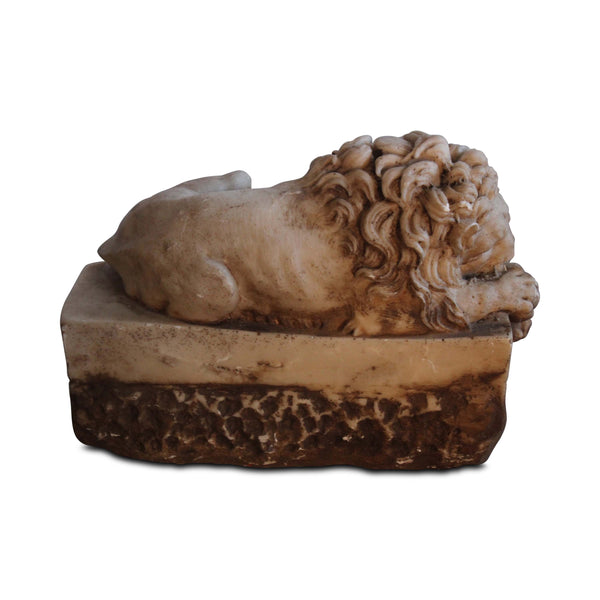 Vintage 19th Century Carved Marble Lion Sculpture