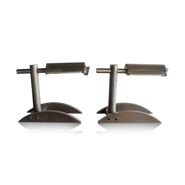 Pair of Nickel Machine-Age Art Deco 1930s Desk Lamps