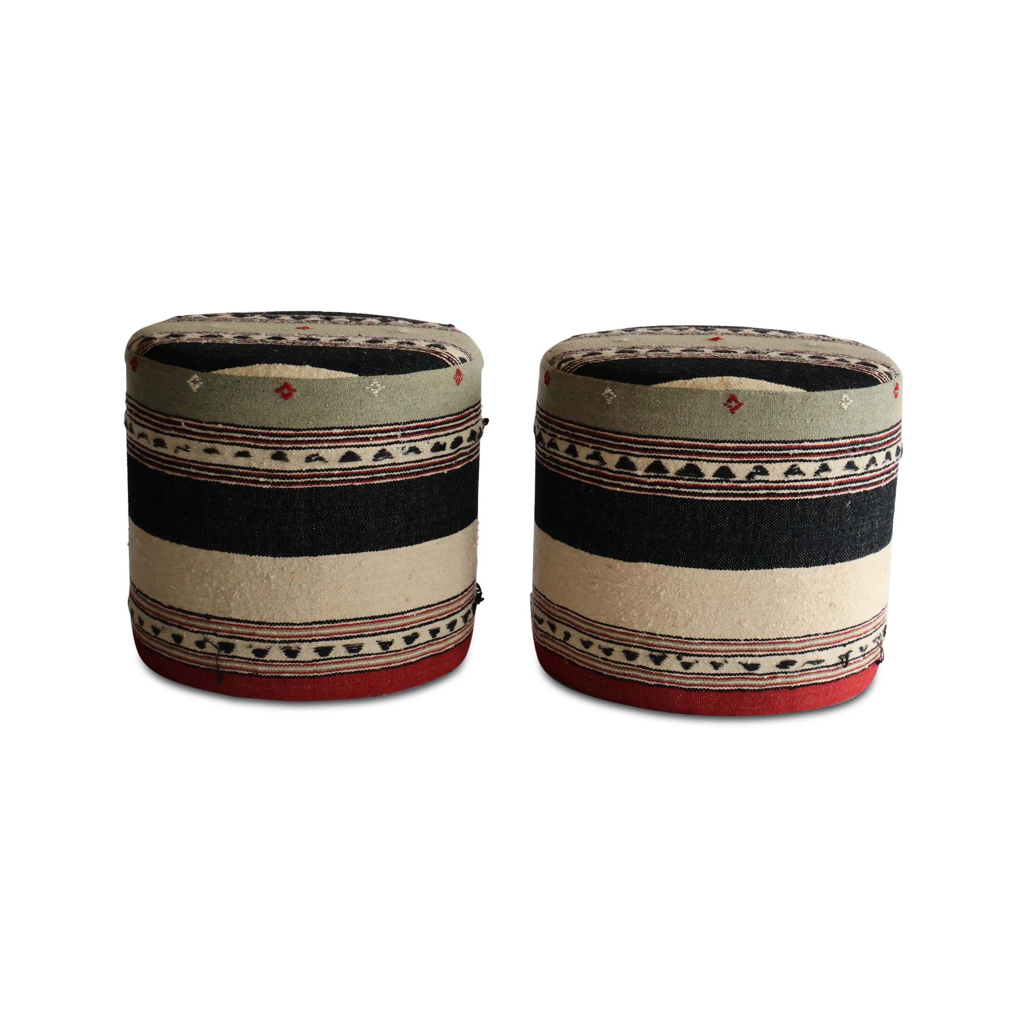 Pair of Poufs in Moroccan Textile