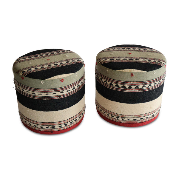 Pair of Poufs in Moroccan Textile