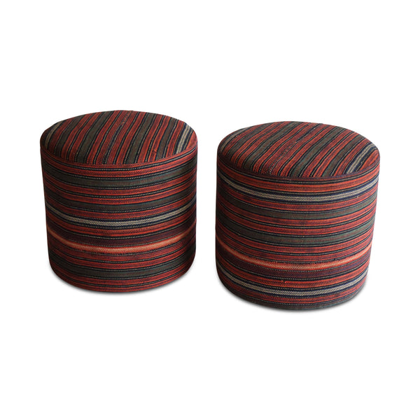 Pair of Poufs in a Moroccan Textile