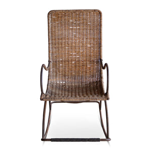 Vintage Wicker and Iron Rocking Chair