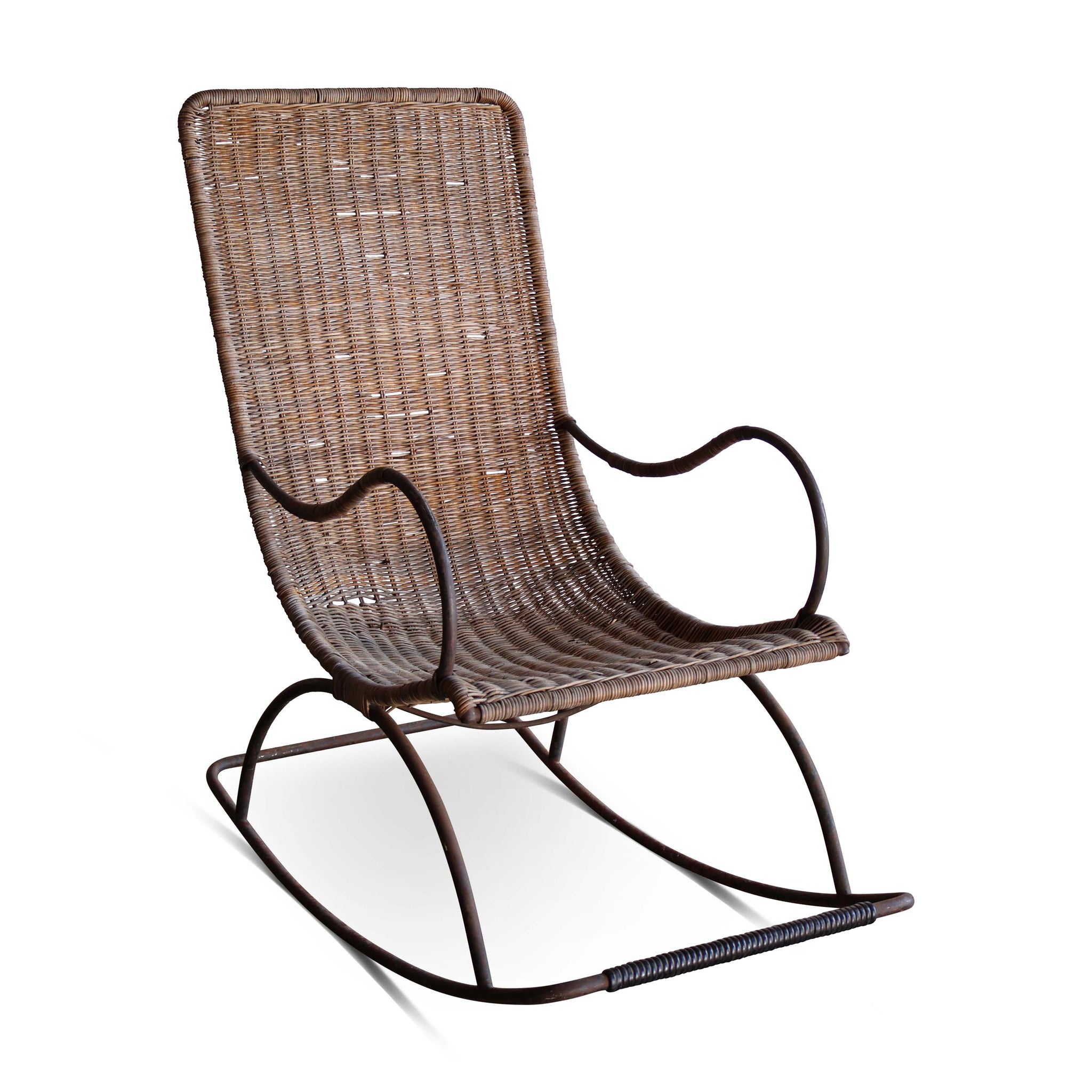 Vintage Wicker and Iron Rocking Chair – Hollywood At Home