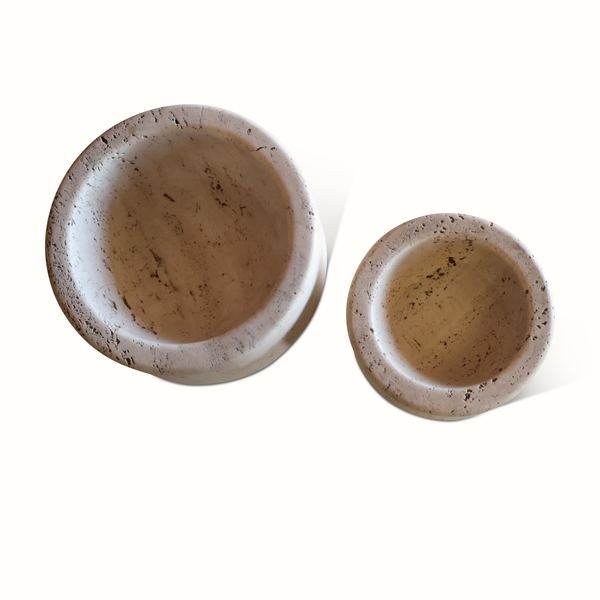 Pair of Sculpted Travertine Bowls