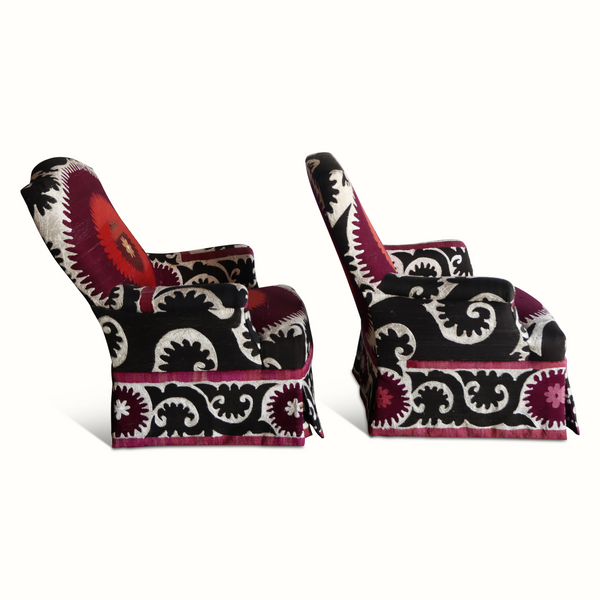 Pair of Suzani Upholstered Napoleon III Chairs