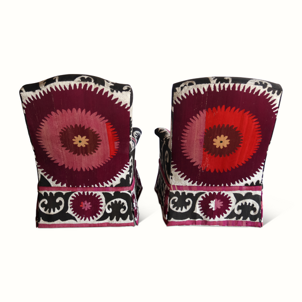 Pair of Suzani Upholstered Napoleon III Chairs