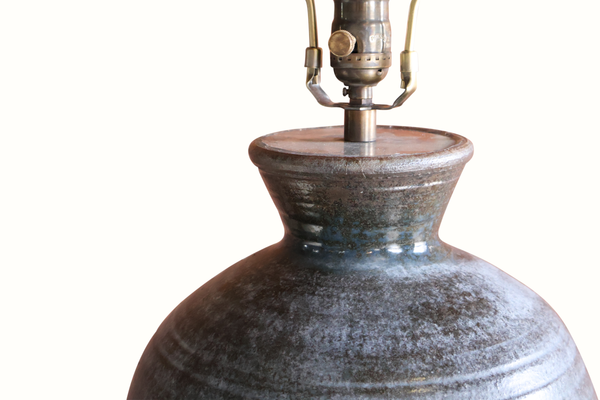 Black Ceramic Studio Pottery Vase Lamp