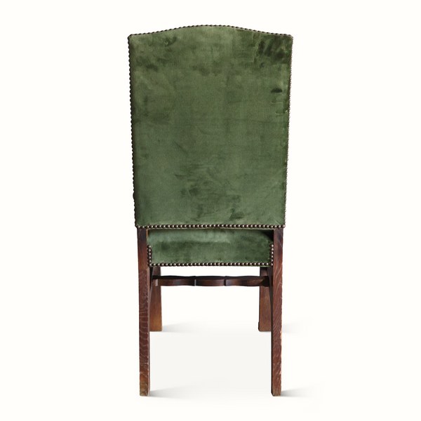 Set of Eight Oak & Velvet Dining Chairs