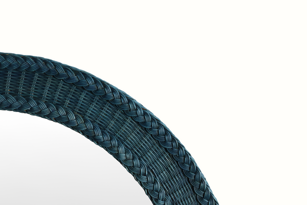Blue Round Wicker Mirror