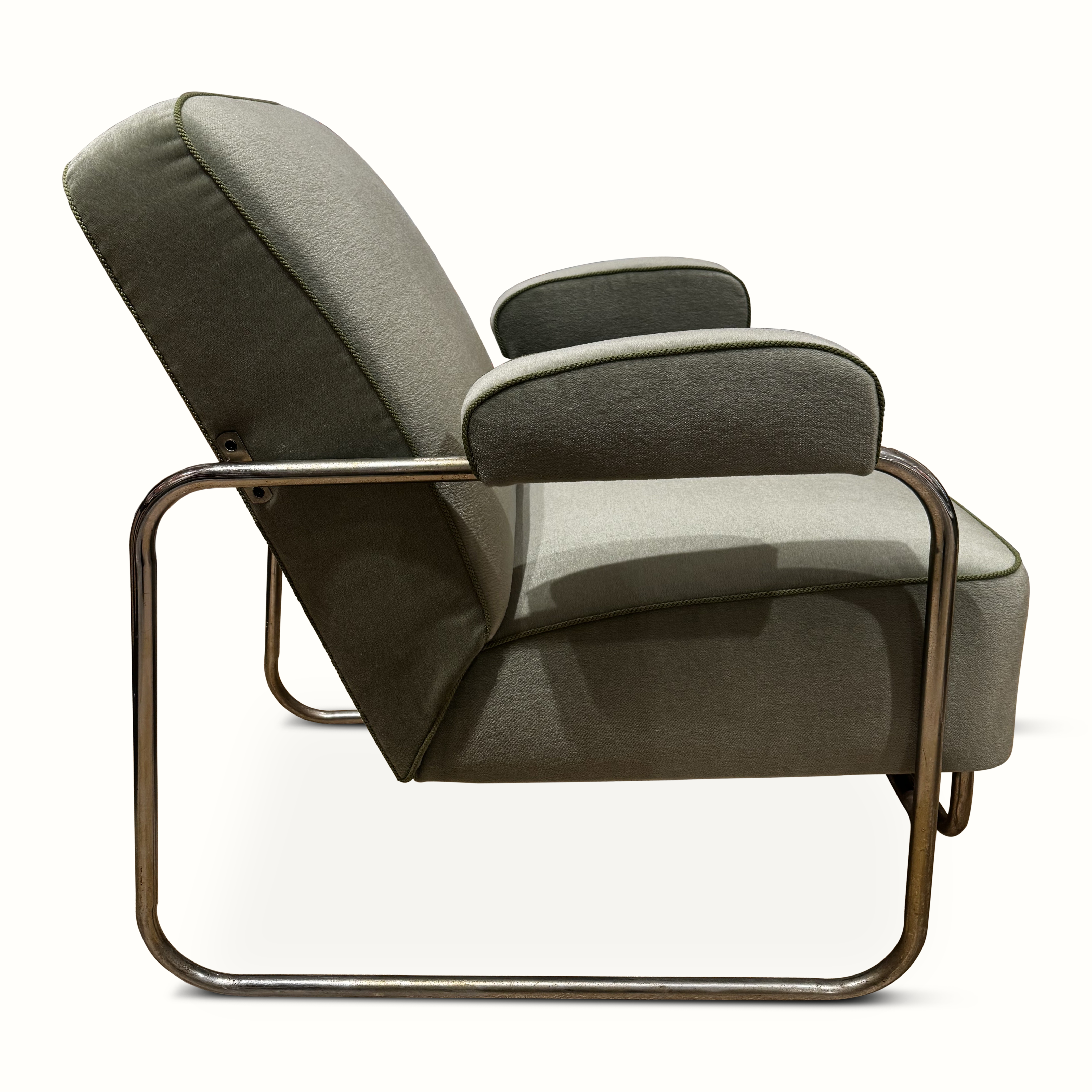 Pair of Chromed Steel and Mohair Reclining Chairs