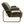 Dark fabric reclining chair with chrome frame, side armrests, and green-trim detail