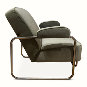 Pair of Chromed Steel and Mohair Reclining Chairs
