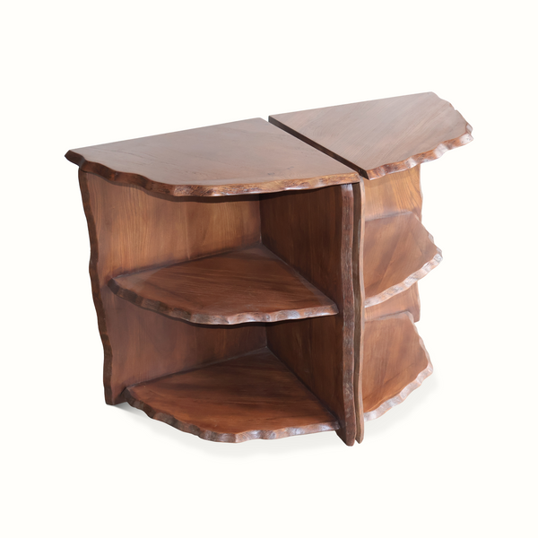 Pair of Walnut Corner Shelves