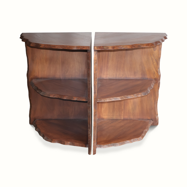 Pair of Walnut Corner Shelves