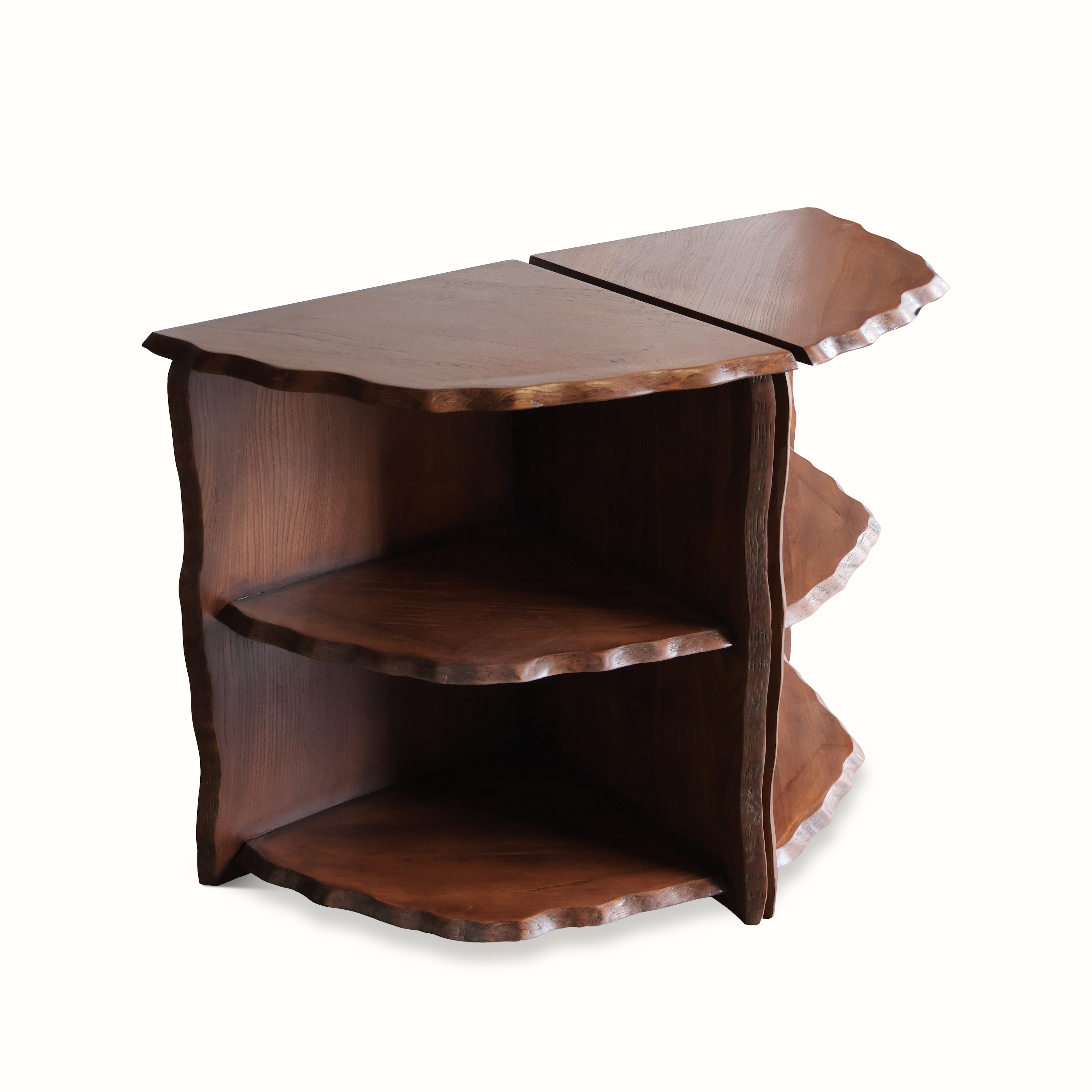 Pair of Walnut Corner Shelves