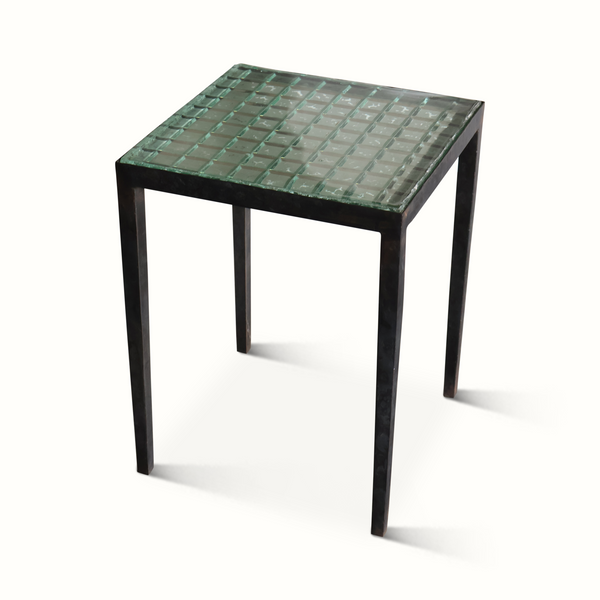 Vintage Iron and Molded Glass Side Table by Saint Gobain