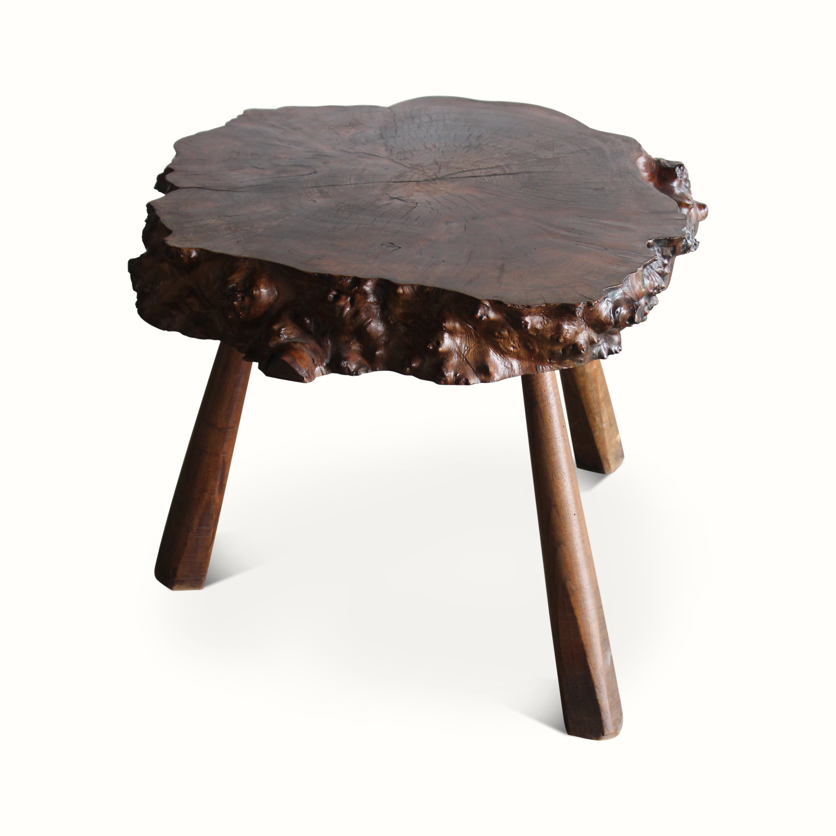 Live Edge Burl Wood Side Table