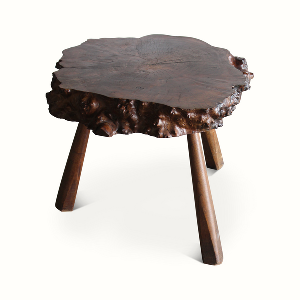 Live Edge Burl Wood Side Table