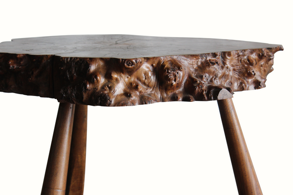Live Edge Burl Wood Side Table