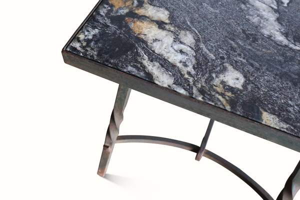 Pair of Forged Iron & Stone Tables