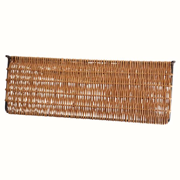 French Iron & Wicker Mirrored Coat Rack