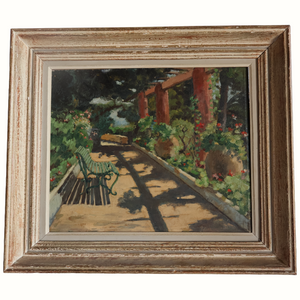 Antique Garden Oil Painting