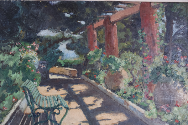 Antique Garden Oil Painting