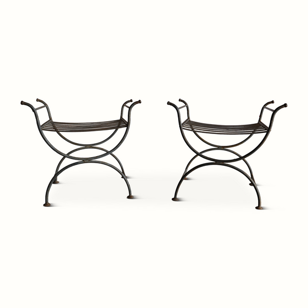 Pair of Wrought Iron Garden Stools